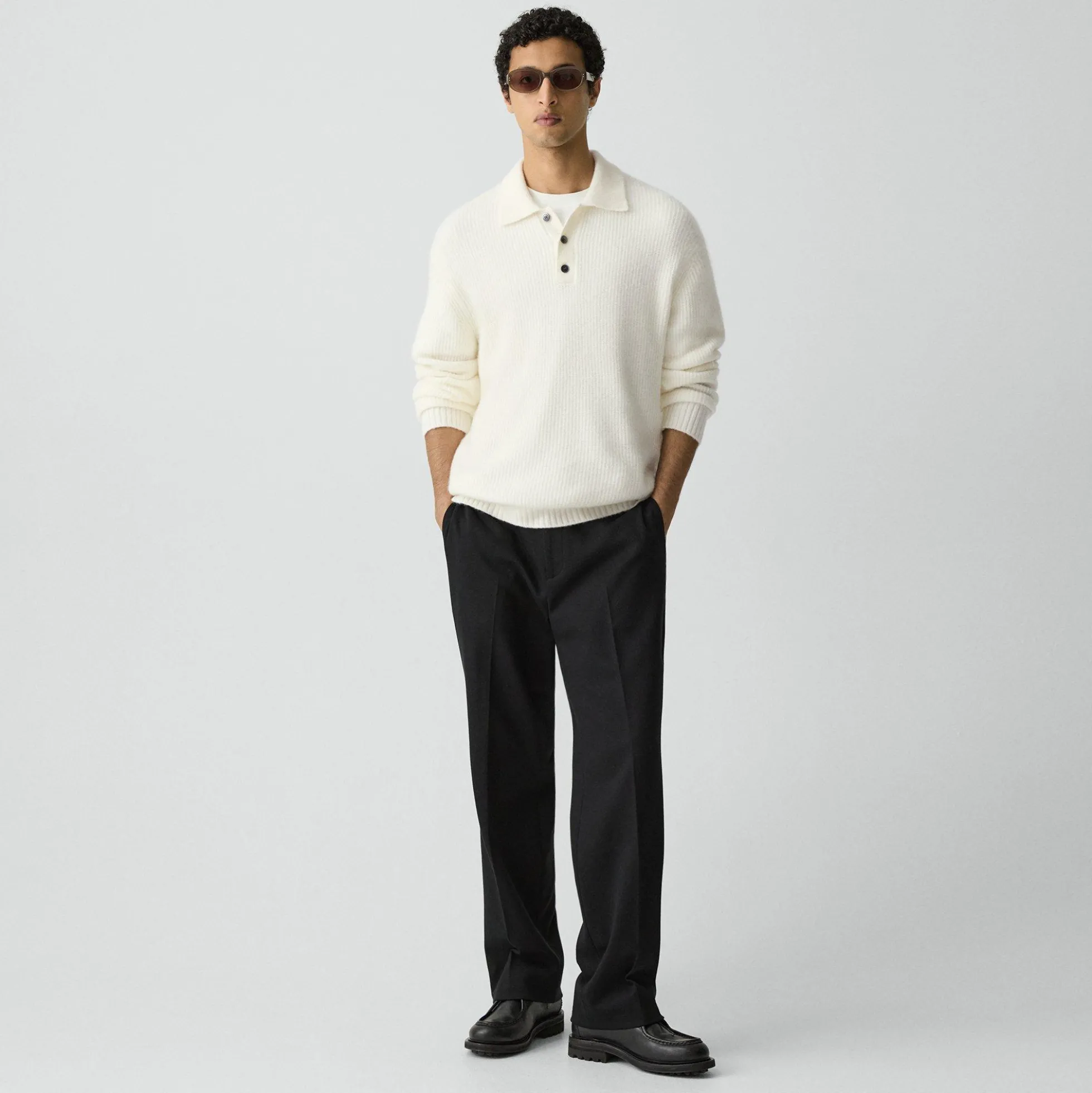 Relaxed Polo Sweater in Astor Wool