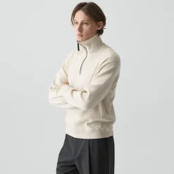 Relaxed Quarter-Zip Sweatshirt in Wool Bilen
