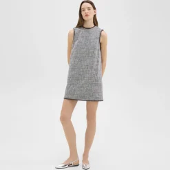 Relaxed Sleeveless Dress in Canvas Tweed