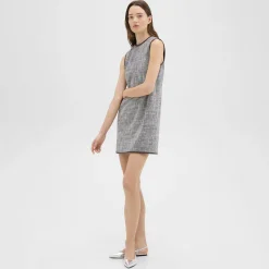 Relaxed Sleeveless Dress in Canvas Tweed