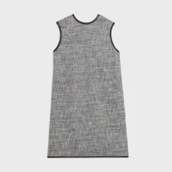 Relaxed Sleeveless Dress in Canvas Tweed