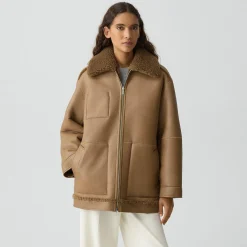 Reversible Cocoon Coat in Shearling