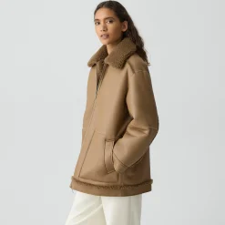 Reversible Cocoon Coat in Shearling