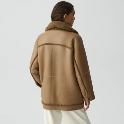 Reversible Cocoon Coat in Shearling