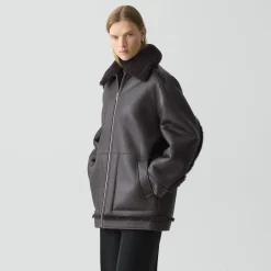 Reversible Cocoon Coat in Shearling