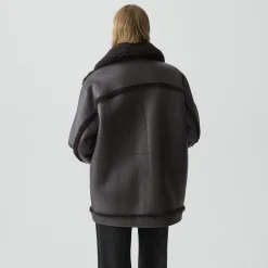 Reversible Cocoon Coat in Shearling