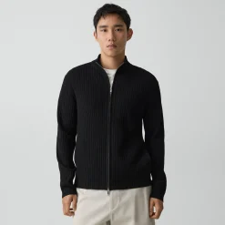 Ribbed Full-Zip Cardigan in Light Bilen