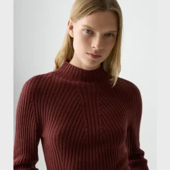 Ribbed Mock Neck Sweater in Cashmere