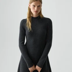 Ribbed Sweater Dress in Felted Wool-Cashmere