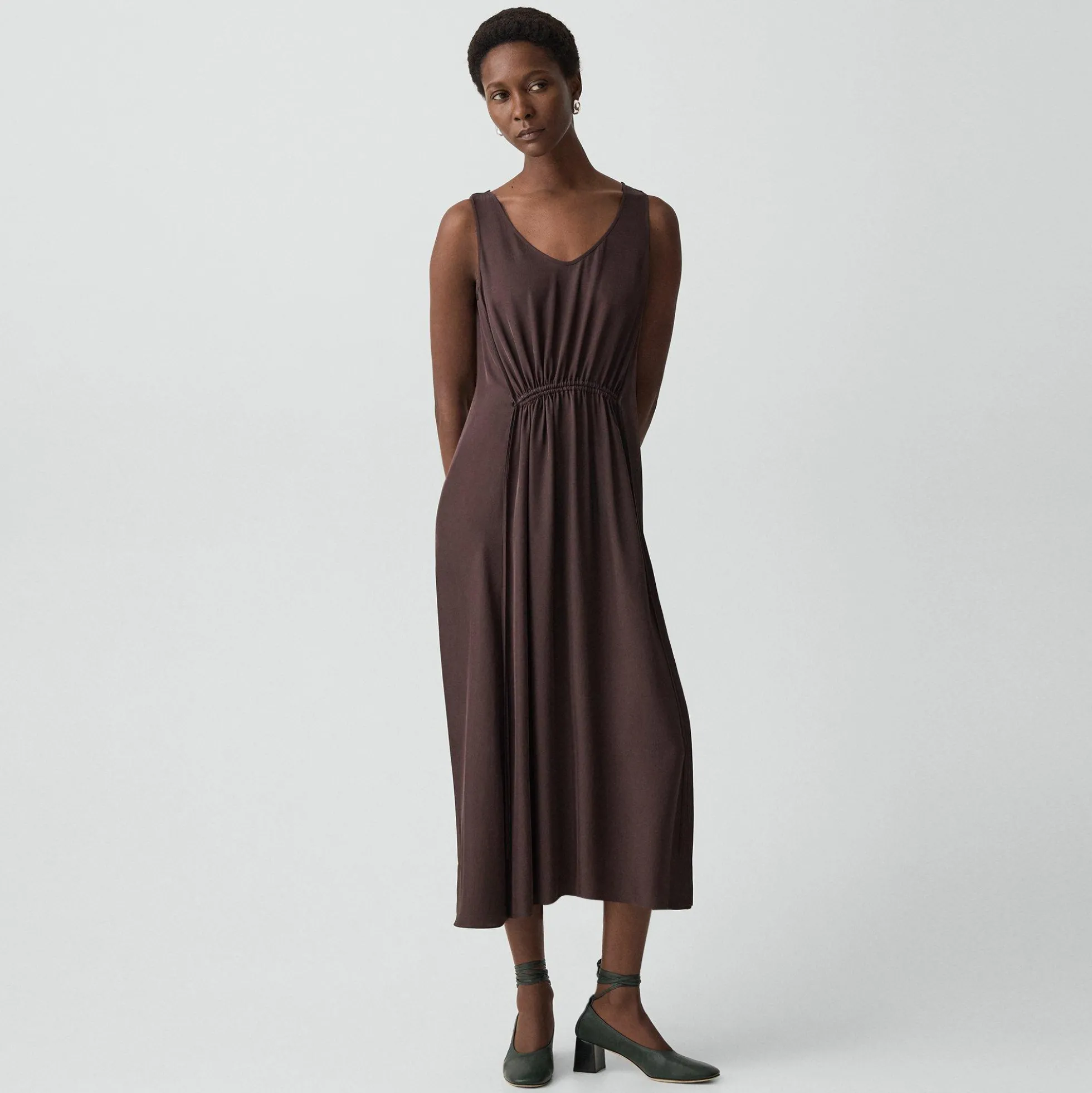 Ruched Pump in Smooth Leather