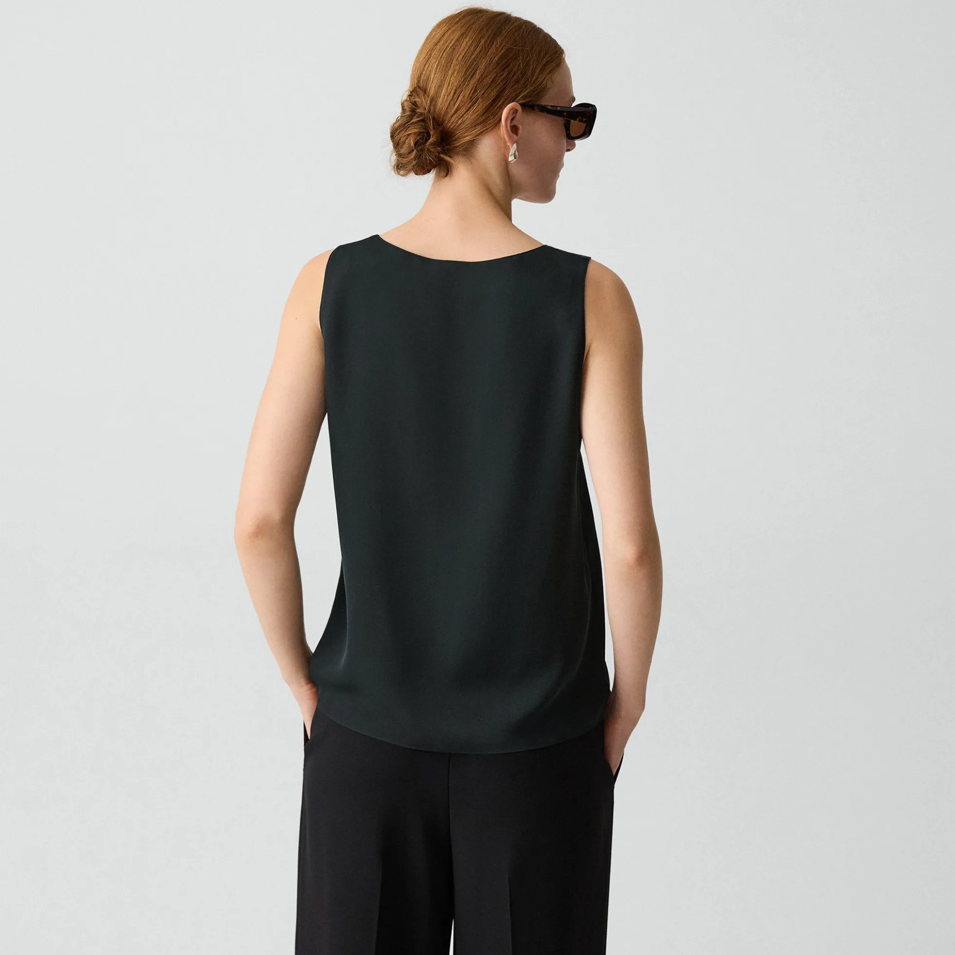 Scoop Neck Shell Top in Silk Georgette