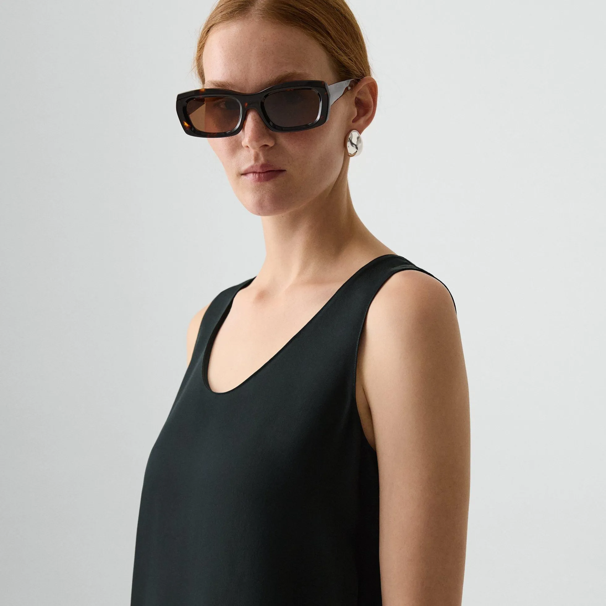 Scoop Neck Shell Top in Silk Georgette