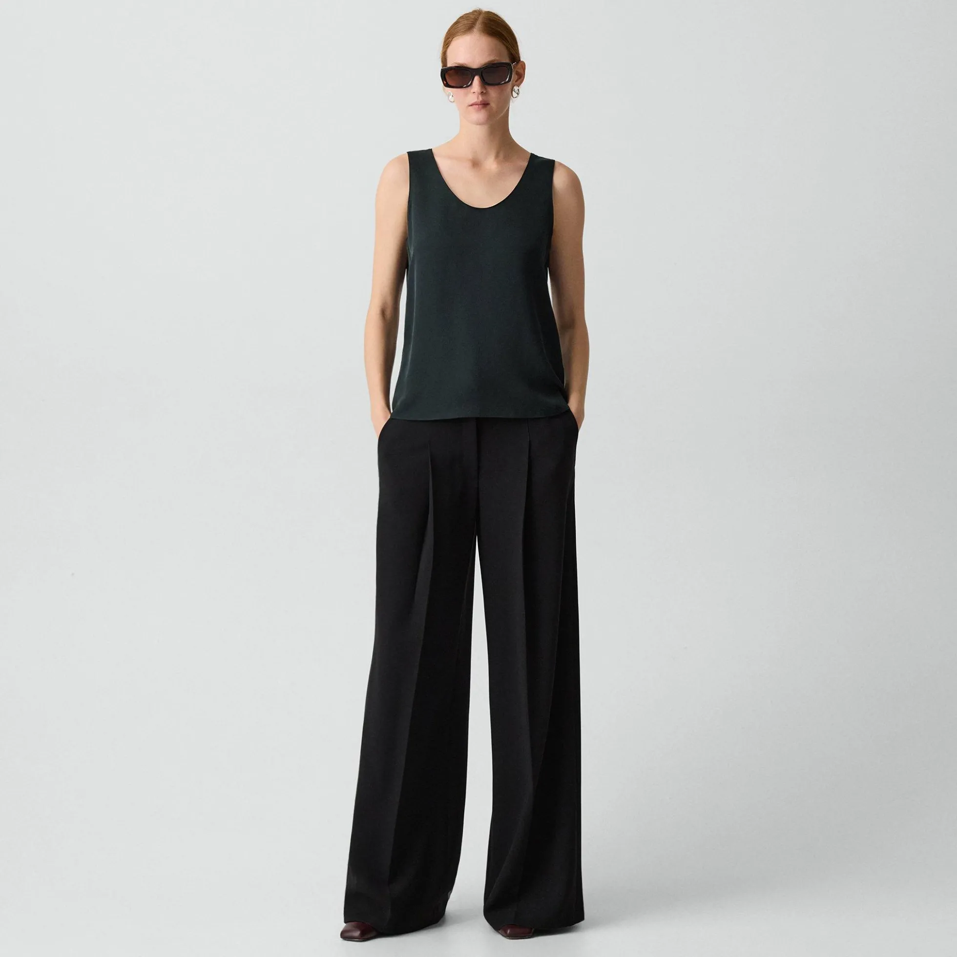 Scoop Neck Shell Top in Silk Georgette