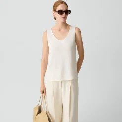 Scoop Neck Shell Top in Silk Georgette