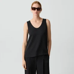 Scoop Neck Shell Top in Silk Georgette