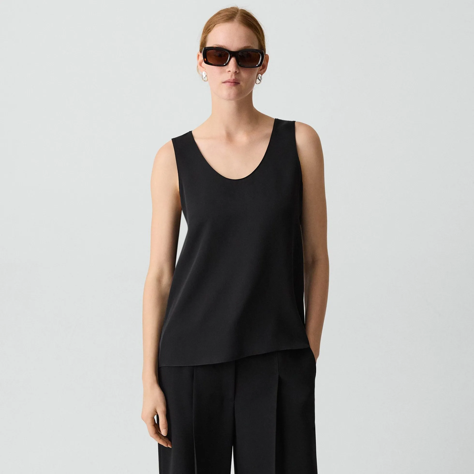 Scoop Neck Shell Top in Silk Georgette