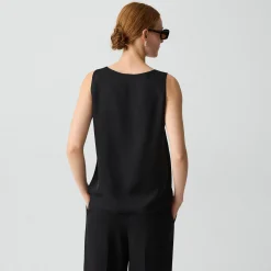 Scoop Neck Shell Top in Silk Georgette