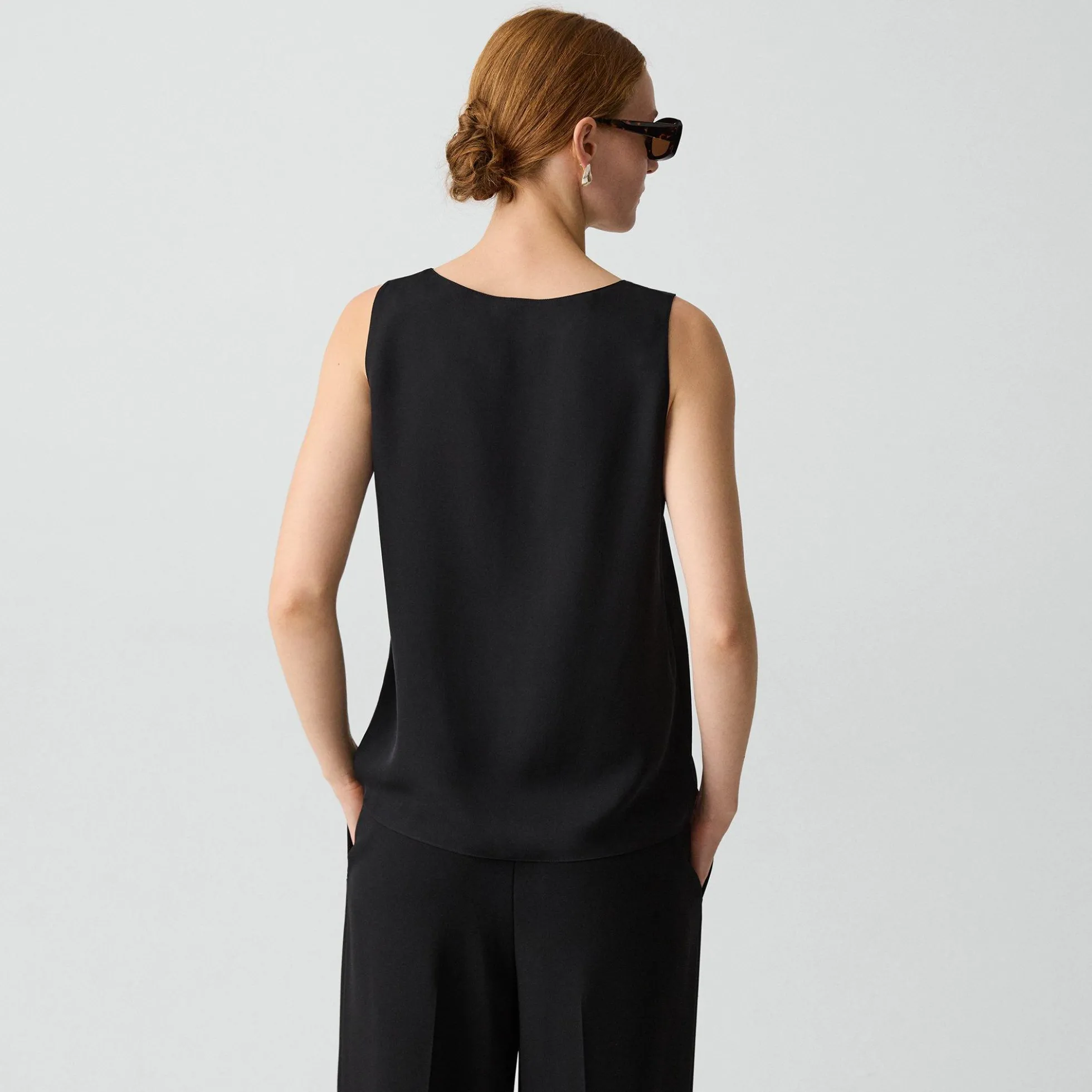 Scoop Neck Shell Top in Silk Georgette