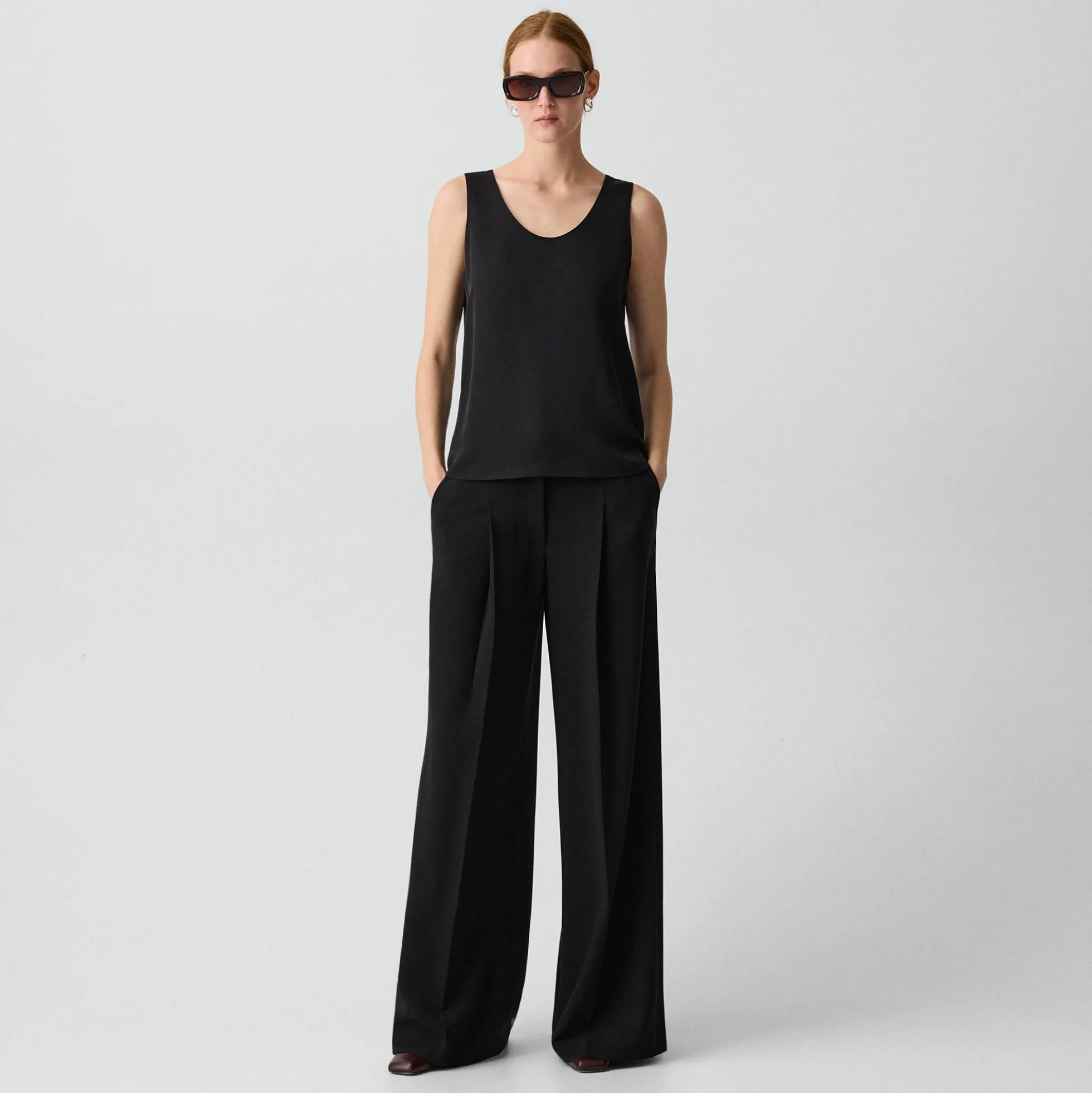 Scoop Neck Shell Top in Silk Georgette