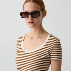 Scoop Neck Tee in Jersey Stripe