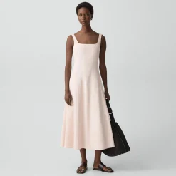 Seamed Square Neck Dress in Good Linen