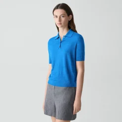 Sheer Polo Shirt in Linen Knit