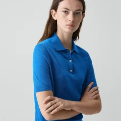 Sheer Polo Shirt in Linen Knit
