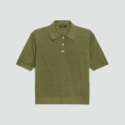 Sheer Polo Shirt in Linen Knit