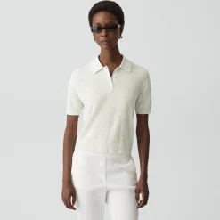 Sheer Polo Shirt in Linen Knit