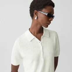 Sheer Polo Shirt in Linen Knit