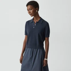 Sheer Polo Shirt in Linen Knit
