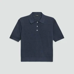 Sheer Polo Shirt in Linen Knit