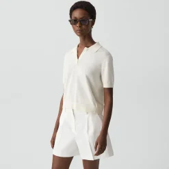 Sheer Polo Shirt in Linen Knit