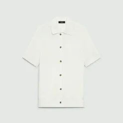 Short-Sleeve Button-Up Shirt in Pacific Linen