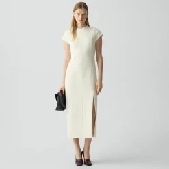 Short-Sleeve Midi Dress in Admiral Crepe