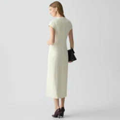Short-Sleeve Midi Dress in Admiral Crepe
