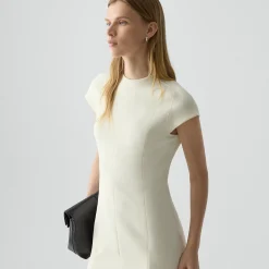 Short-Sleeve Midi Dress in Admiral Crepe