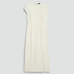 Short-Sleeve Midi Dress in Admiral Crepe