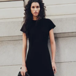 Short-Sleeve Midi Dress in Admiral Crepe