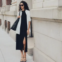 Short-Sleeve Midi Dress in Admiral Crepe