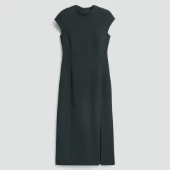 Short-Sleeve Midi Dress in Admiral Crepe