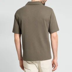 Short-Sleeve Polo Shirt in Waffle-Knit Cotton