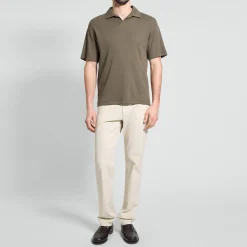 Short-Sleeve Polo Shirt in Waffle-Knit Cotton