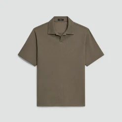 Short-Sleeve Polo Shirt in Waffle-Knit Cotton