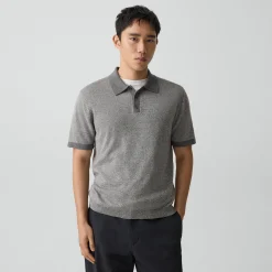 Short-Sleeve Polo Shirt in Silk Linen