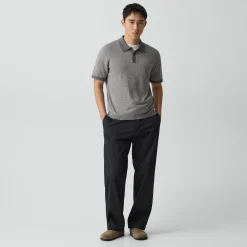 Short-Sleeve Polo Shirt in Silk Linen