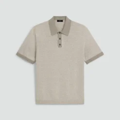 Short-Sleeve Polo Shirt in Silk Linen