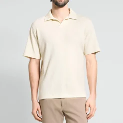 Short-Sleeve Polo Shirt in Waffle-Knit Cotton