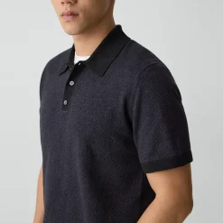 Short-Sleeve Polo Shirt in Silk Linen