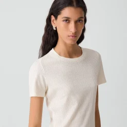 Shrunken Crewneck Tee in Ribbed Cotton-Blend